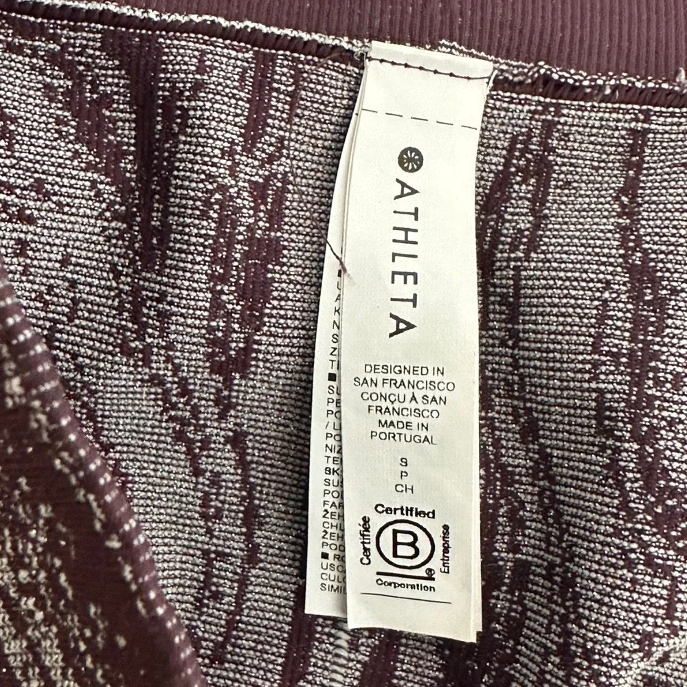 Athleta Womens Burgundy Marble Swirl High Waisted Leggings Size S - Picture 4 of 5